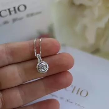 6,5 мм круглый кубический циркон белого цвета AAA 45 см создать клиента 925 стерлингового серебра кулон белый