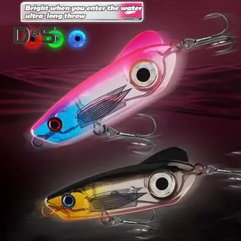 6.5CM/18G/24G рыболовная приманка с тройным крючком, тонущий искусственный приманка для дальнего заброса с 3-цветным светодиодным светом для соленой воды, пресноводного окуня, судака S чёрный