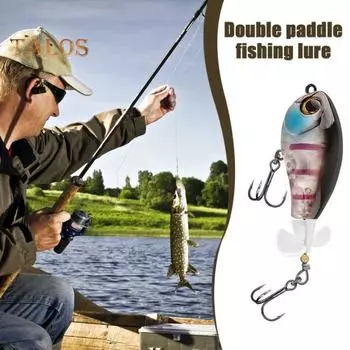 6.5CM/7G Topwater Fishing Lure Вращающиеся Двойные Пропеллеры Тройной Крючок Дальний Заброс Реалистичная Плавающая Бионическая Искусственная Приманка Пресная Вода Соленая Вода коричневый