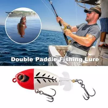 6.5CM/7G Topwater Fishing Lure Вращающиеся Двойные Пропеллеры Тройной Крючок Дальний Заброс Реалистичная Плавающая Бионическая Искусственная Приманка Пресная Вода Соленая Вода чёрный