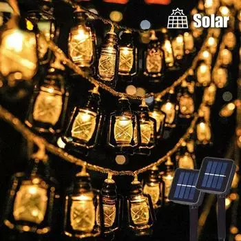 6,5M30LED солнечный гирляндный светильник, уличный водонепроницаемый рождественский декор, 30 лампочек, ретро, кемпинговая палатка, гирлянда, садовая вечеринка, сказочная лампа USB-5M