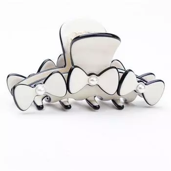 6.5см Средний Бант Заколка для Волос Корейская Мода Милый Головной Убор для Тонких Волос Жемчужные Бусины Ацетат Аксессуары для Волос