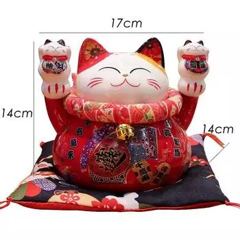 6,6-дюймовая керамическая копилка для монет Maneki Neko, удачливая кошка, копилка, украшение для дома, центральное украшение