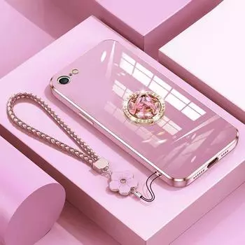 6 6plus чехол с ремешком, роскошный чехол с бриллиантовым держателем для iPhone 6 6s 7 8 plus 7plus 15 13 pro max чехол-подставка для iPhone6 For iphone 6 6s&Case & Holder бежевый