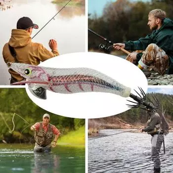 6/7/8 см приманка для ловли креветок с острым крючком в виде кальмара светится в темноте реалистичная пресноводная морская вода универсальная светящаяся искусственная приманка для рыбалки на открытом воздухе S красный