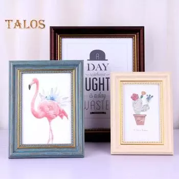 6/7-дюймовая винтажная фоторамка из прозрачного стекла, прочная художественная картина, витрина, домашний офис, спальня, настенный держатель для фотографий на рабочем столе 7inch коричневый