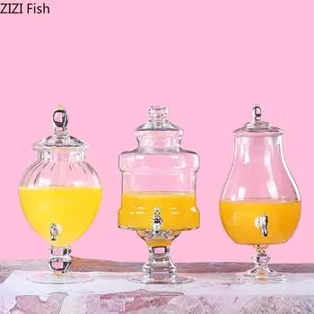6/7 л прозрачный стеклянный резервуар для фруктового сока с краном стеклянная бутылка для напитков соковый резервуар для пива принадлежности для хранения в отеле и дома