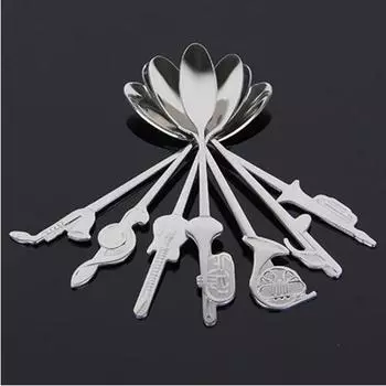 6-7 шт. 12 см 4,7 дюйма креативная кофейная чайная ложка с музыкальным символом ручка из нержавеющей стали чайные ложки для питья кухонные рождественские подарки