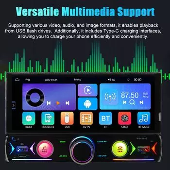 6,86-дюймовый автомобильный стерео BT MP5-плеер FM-радио с поддержкой громкой связи UDiskAUXin Phone чёрный