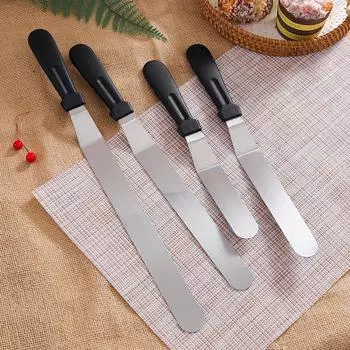 6/8/10/12 дюймов лопаточка из нержавеющей стали для сливочного масла, крема, глазури, нож для глазури, гладкое кондитерское украшение для торта, кухонные инструменты для выпечки 4Pcs Black Silver