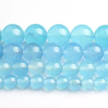 6/8/10/12 мм натуральный синий халцедоновый нефрит, круглые гладкие бусины, свободные бусины размера для самостоятельного изготовления, 15 дюймов 6mm 61pcs