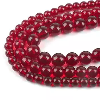 6/8/10/12 мм Высококачественные Гранатовые Стеклянные Бусины Гладкий Круглый Шар для Изготовления Ювелирных Изделий DIY Браслет Ожерелье Серьги about 6mm 52pcs красный