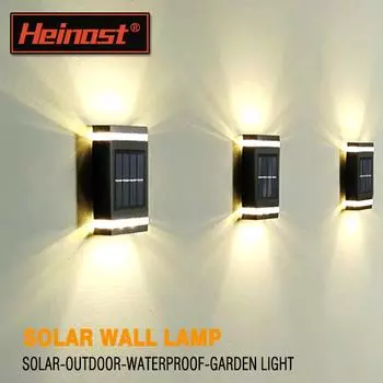 6/8/10/12 светодиодных настенных светильников на солнечных батареях, водонепроницаемый, уличный светильник, освещающий вверх и вниз сад, украшение двора, наружные солнечные лучи