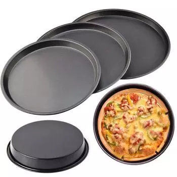 6/8/10 дюймов антипригарный противень для пиццы, круглая форма для выпечки из углеродистой стали, противень для торта 10 inch чёрный