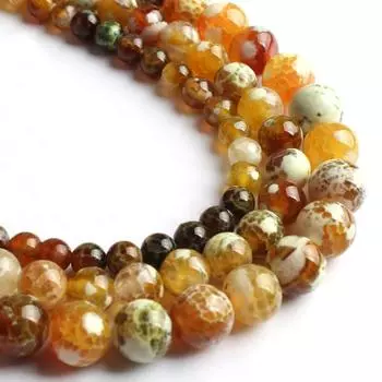 6/8/10 мм коричнево-желтый огненный камень круглые 15-дюймовые бусины для изготовления ювелирных изделий DIY браслет свободные бусины 6mm 61pcs beads