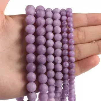 6/8/10 мм матовые сиреневые фиолетовые нефритовые камни натуральные круглые свободные бусины-разделители для изготовления ювелирных изделий браслет «сделай сам» 15 дюймов нить 6mm 61pcs