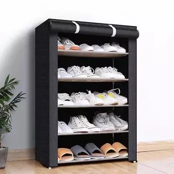 6/8/10-слойная полка для обуви, органайзер, пылезащитный шкаф для обуви, многослойный минималистичный нетканый материал, мебель для дома, компактные шкафы, полка для обуви 6 layer чёрный