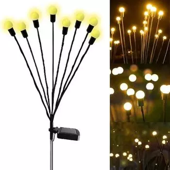 6/8/10 светодиодные солнечные фонари для улицы, сада, двора, лужайки, светильник-светлячок, садовый торшер на солнечной энергии, украшение сада 6LED теплый белый