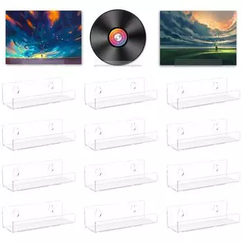 6/8/12 шт. держатель для пластинок акриловый настенный самоклеящийся альбом диск шоу плавающий стеллаж прозрачный виниловый дисплей без сверления хранение