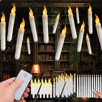 6/8/12 шт. подвесных плавающих свечей с/без пульта дистанционного управления, беспламенные мерцающие конические свечи, бескапельные ручные светодиодные свечи 1 Set