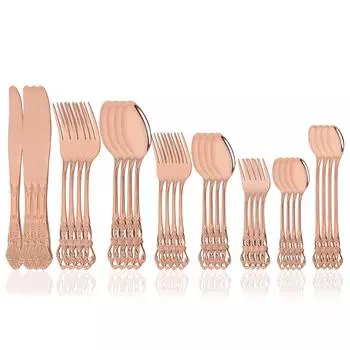 6/8/32 шт. западный набор столовых приборов из нержавеющей стали, розовое золото, столовая посуда, кухонная посуда, ножи, вилки, ложки, посуда 6pcs cake fork