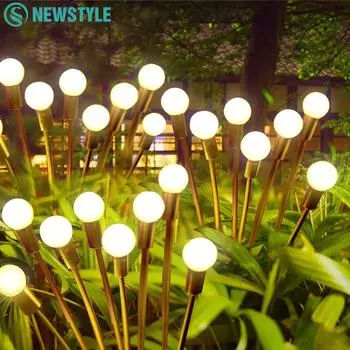 6/8/40 светодиодных светлячков, теплый белый, на солнечных батареях, качающиеся светильники, уличные водонепроницаемые, сказочные садовые светильники для украшения двора и патио