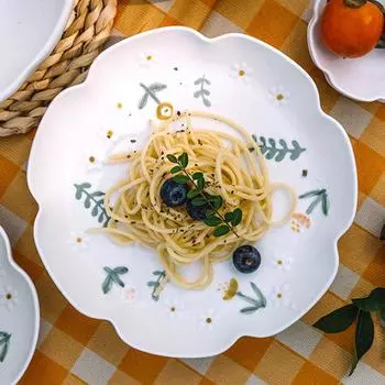 6/8,5-дюймовая керамическая обеденная тарелка с цветочным узором, матовая кухонная тарелка для пасты, хлеба, десерта, ресторанная посуда, сервировочное блюдо 6inch