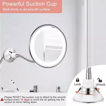 6,8-дюймовое гибкое увеличительное стекло с присоской, вращающееся, дневной свет, питание от сухих батареек, зеркало для путешествий белый