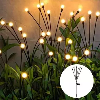 6/8/головки, солнечный садовый светильник для газона, светодиодный светлячок, напольная вставка, светильник, украшение для фестиваля, атмосферный свет, доступные цвета 6head-Warm light-10pcs