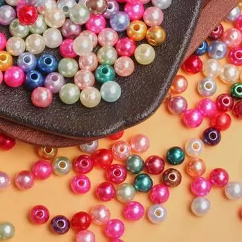 6/8 мм 100/50 шт. жемчужные разделители свободные бусины для DIY ожерелье, браслет, серьги, изготовление ювелирных изделий, акриловые круглые аксессуары ручной работы 8mm 50 Pcs фиолетовый