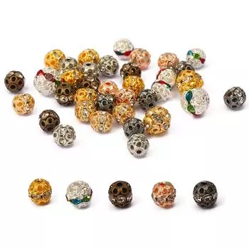 6/8 мм 20 шт. металлические латунные полые шариковые бусины со стразами для изготовления ювелирных изделий своими руками 6mm бронзовый