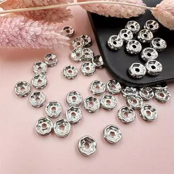 6/8 мм 40/80 шт. хрустальные модные свободные бусины-разделители для DIY ожерелье, браслет, кулон, изготовление ювелирных изделий, деликатные ювелирные изделия 8mm 40Pcs серебряный