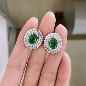 6*8 мм изумрудные серьги-гвоздики Super Flash из 100%-S925 стерлингового серебра, ювелирные изделия, свадебный коктейль, вечеринка, женский подарок