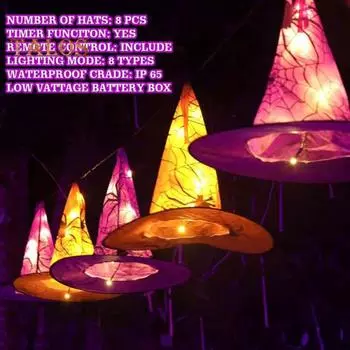 6/8 шт. Хэллоуин шляпа ведьмы светящаяся водонепроницаемая шляпа ведьмы с дистанционным управлением украшение для сада и двора на Хэллоуин вечеринки свадьбы 6pcs