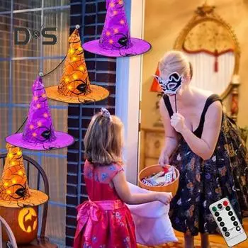 6/8 шт. Хэллоуин шляпа ведьмы светящаяся водонепроницаемая шляпа ведьмы с дистанционным управлением украшение для сада и двора на Хэллоуин вечеринки свадьбы 6pcs
