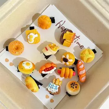 6/8 шт. креативные забавные заколки для французского завтрака в виде утконоса, имитация хлеба, серия заколок для волос, заколки для челки, боковые заколки 6pcs