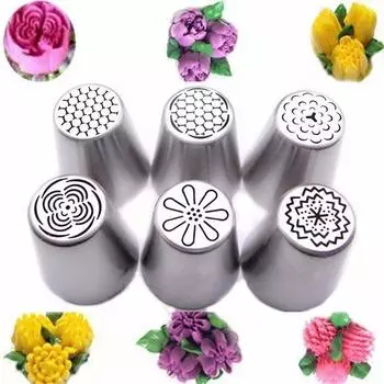 6/8 шт., русские тюльпаны, цветы, насадки для обледенения торта, насадки для украшения, инструменты для выпечки