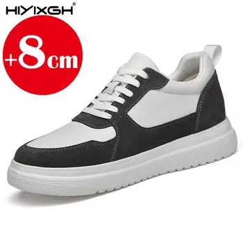 6/8 Thick Sole Increasing Shoes Hard-Wearing Male Footwear Fashion Men Casual Shoes Men Low Cut Sneakers Breathable Height 37