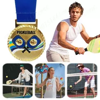 6.8cm Pickleball Medal Gold/Silver/Bronze Medal Zinc Alloy Sports Medals Pickleball Award Medals for Games Sports Competitions серебряный