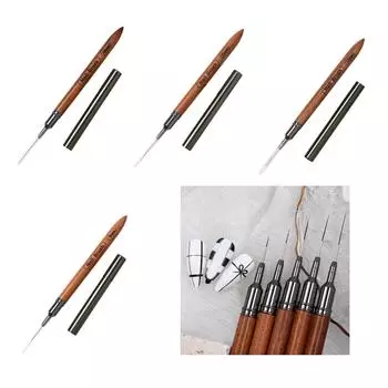 6/9/12/15/18 мм Кисть для дизайна ногтей Кисть для подводки ногтей Кисть для рисования ногтей Инструмент для нанесения точек на ногти 5