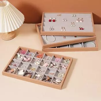 6/9/12/24 Сетки Поднос для ювелирных изделий Изысканный деревянный органайзер Коробка для хранения ожерелий Часы style5