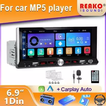 6.9 1din 685 Универсальный автомобильный радиоприемник Стереоплеер Carplay Android Auto Mirrorlink FM BT MIC Цветные фонари заднего вида Сенсорный экран 1 pcs