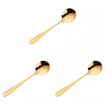 6,9-дюймовая столовая ложка из матовой золотой нержавеющей стали, круглая столовая ложка, можно мыть в посудомоечной машине