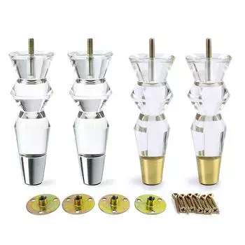 6,9-дюймовые акриловые ножки для мебели, сменные ножки для дивана, шкафа, современный прозрачный декор, ножки «сделай сам», конический стиль, набор из 4 Transparent