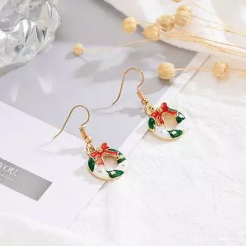6/9 pairs/set Elk Christmas Earrings Set Dripping Oil Xmas Ear Hooks Snowman Bell Earrings Party 9 pair