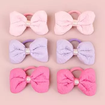 6/9pcs 3.5inch Pearl Hair Bows Elastic Hair Ties Ponytail Holder Hair Bands Baby Girls Headbands for Kids Hair Accessories