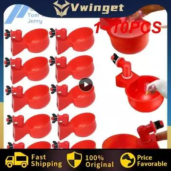 6-Автоматическая поилка для кур, кормушка для кур, пластиковая поилка для птицы, кормушка для питьевой воды, чашки для питья воды красный