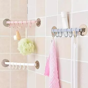 6 бесшовных крючков, кухня, ванная, клейкие пластиковые крючки, ванная, шестирядные крючки синий