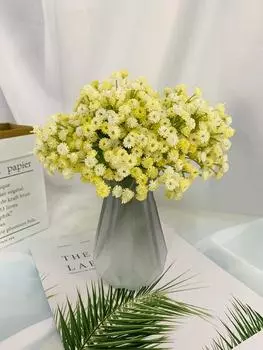 6 букетов искусственных цветов Babysbreath 3 ветки/букет гипсофилы Real Touch Букет из искусственной гипсофилы для свадебной вечеринки домашний стол цветочное украшение жёлтый