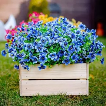 6 Bundles Plastic Plant Artificial Flower Eucalyptus Violet UV Resistant Fake Plants for Indoor Outdoor Living Room Balcony Window Decoration 6 Pcs синий